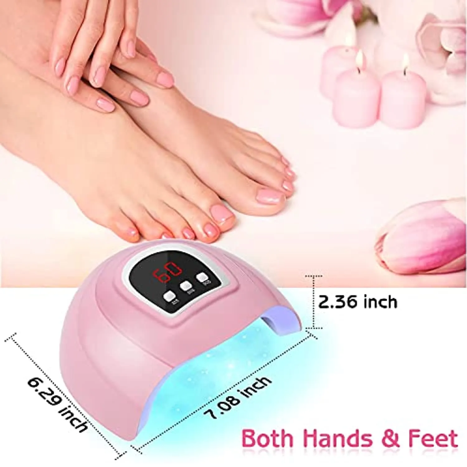 LED Nail Lamp, Professional Nail Dryer 54W, Portable Nail Dryer with Timer/Sensor/LCD Display Suitable for Fingernails and Toenails, Home and Salon