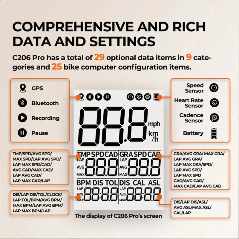 Magene c206pro bike computer gps - wireless waterproof speedometer odometer