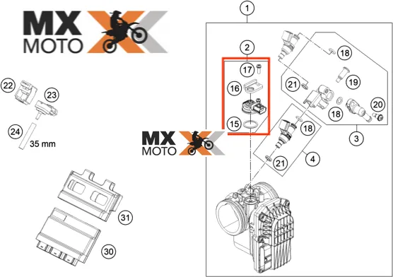 Map Sensor Original KTM 250/350/450/500 2011 a 2016 - Husqvarna FE 250/350/501 14 a 16 - Husaberg 2009 a 2014- 81241085044