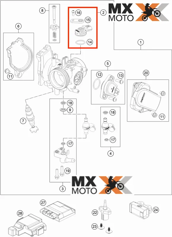 Map Sensor Original KTM 250/350/450/500 2011 a 2016 - Husqvarna FE 250/350/501 14 a 16 - Husaberg 2009 a 2014- 81241085044