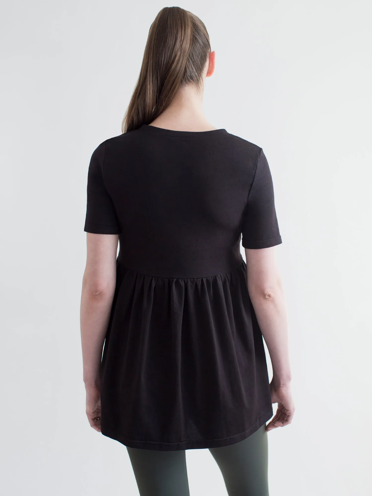 MATERNITY PLEATED SOFT STRETCH TOP, BLACK