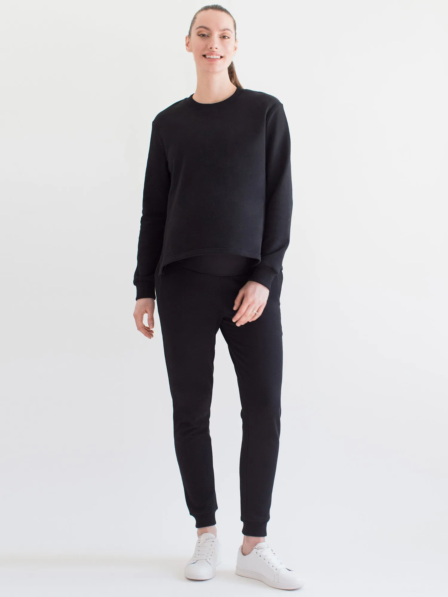 MATERNITY SIDESPLIT SWEATSHIRT, BLACK