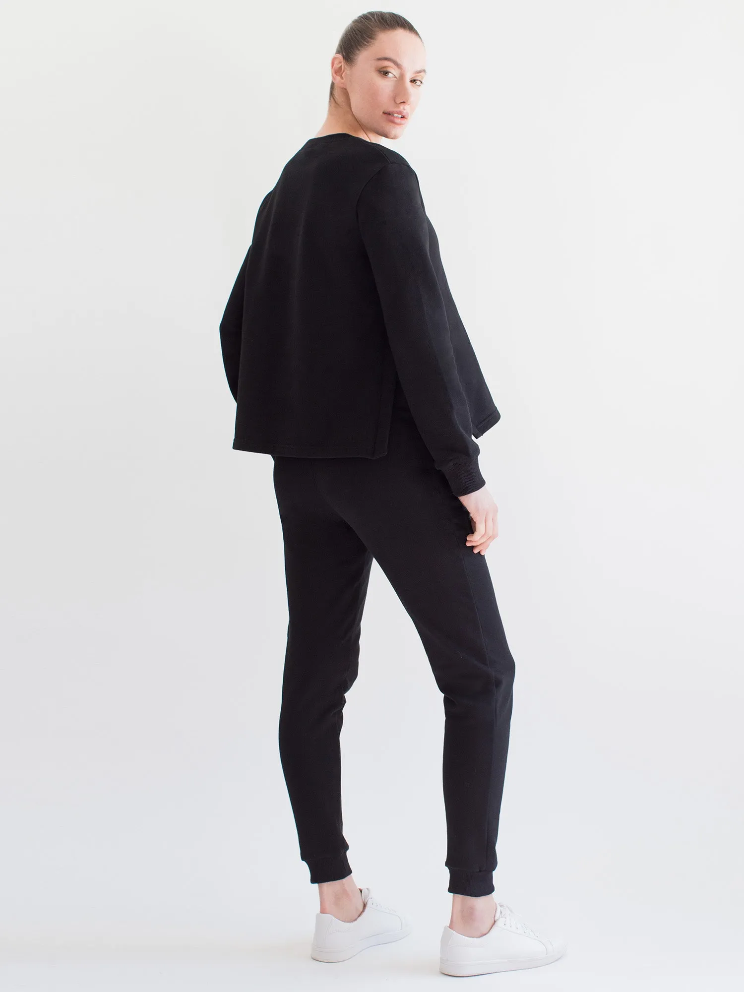 MATERNITY SIDESPLIT SWEATSHIRT, BLACK