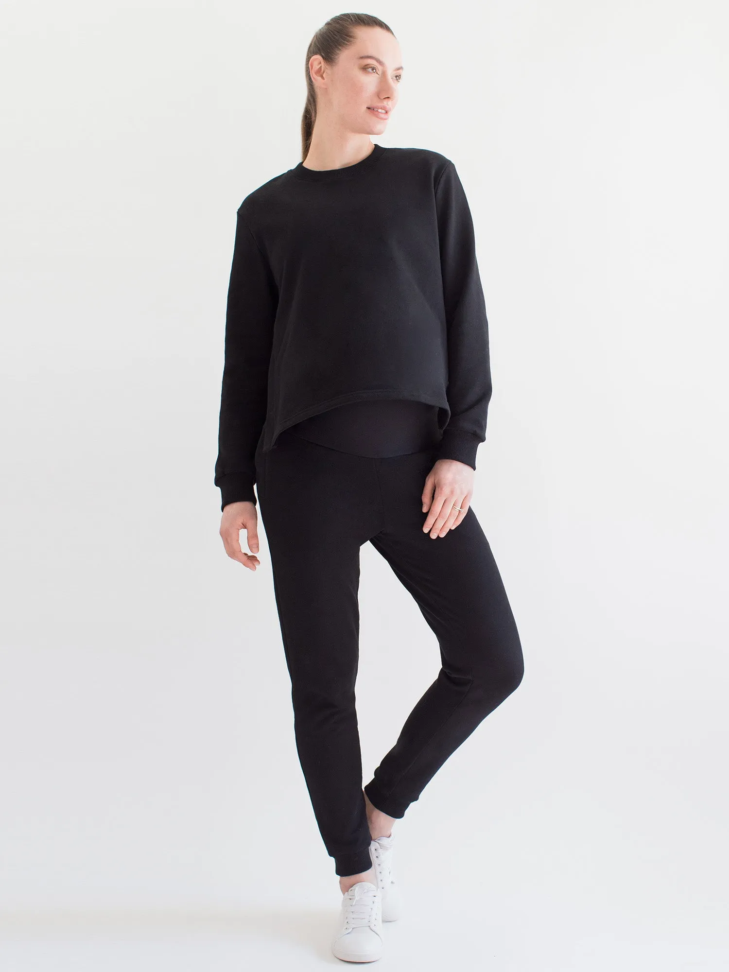 MATERNITY SIDESPLIT SWEATSHIRT, BLACK
