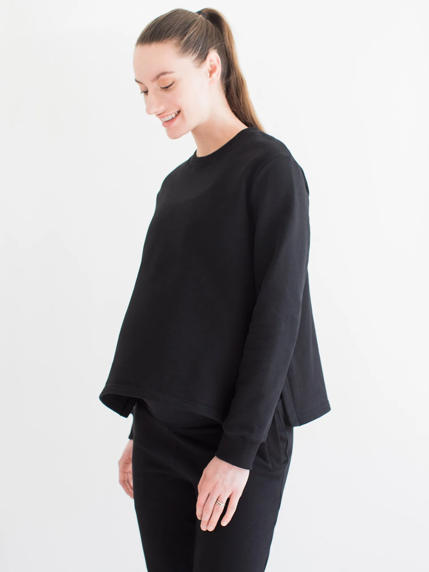 MATERNITY SIDESPLIT SWEATSHIRT, BLACK
