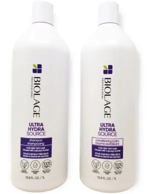 Matrix Biolage Ultra Hydrasource Shampoo & Conditioner Liter Duo 33.8 oz (new package) -F