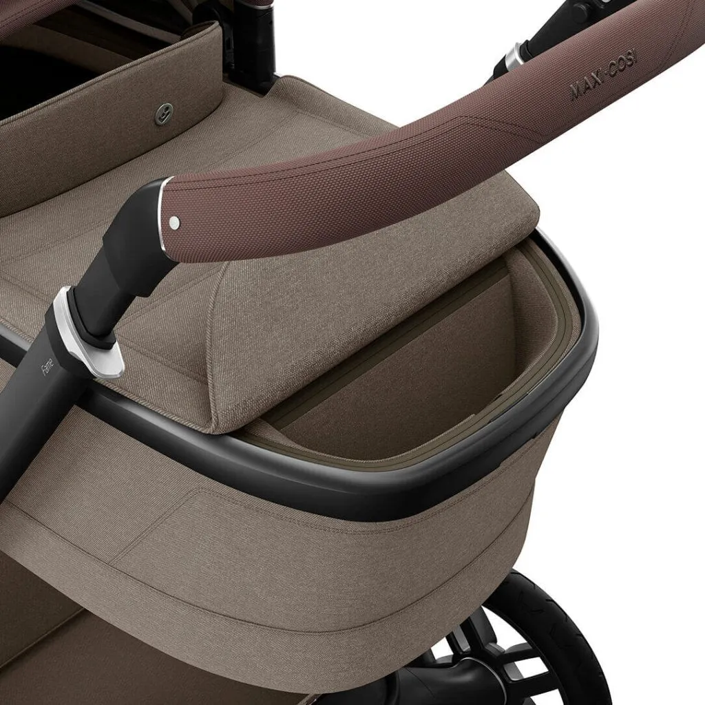 MAXI COSI FAME 9 Piece Travel System with Pebble 360 Pro2 Car Seat and FamilyFix 360 Pro ISOFIX Car Seat Base - Twillic Truffle (Black Wheels)