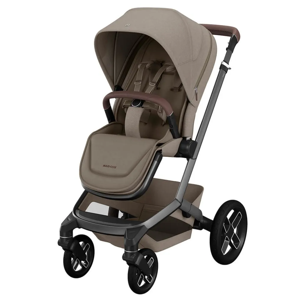 MAXI COSI FAME 9 Piece Travel System with Pebble 360 Pro2 Car Seat and FamilyFix 360 Pro ISOFIX Car Seat Base - Twillic Truffle (Black Wheels)