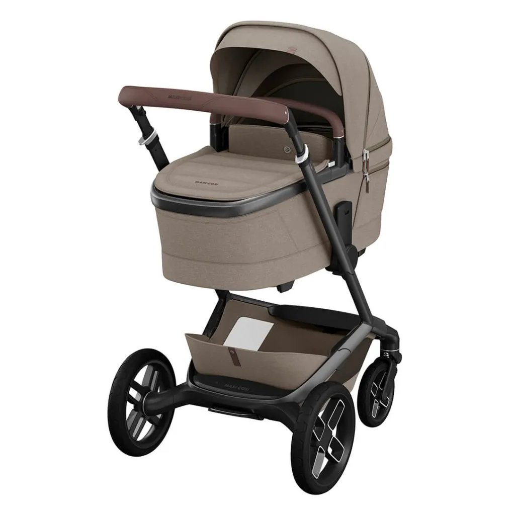 MAXI COSI FAME 9 Piece Travel System with Pebble 360 Pro2 Car Seat and FamilyFix 360 Pro ISOFIX Car Seat Base - Twillic Truffle (Black Wheels)