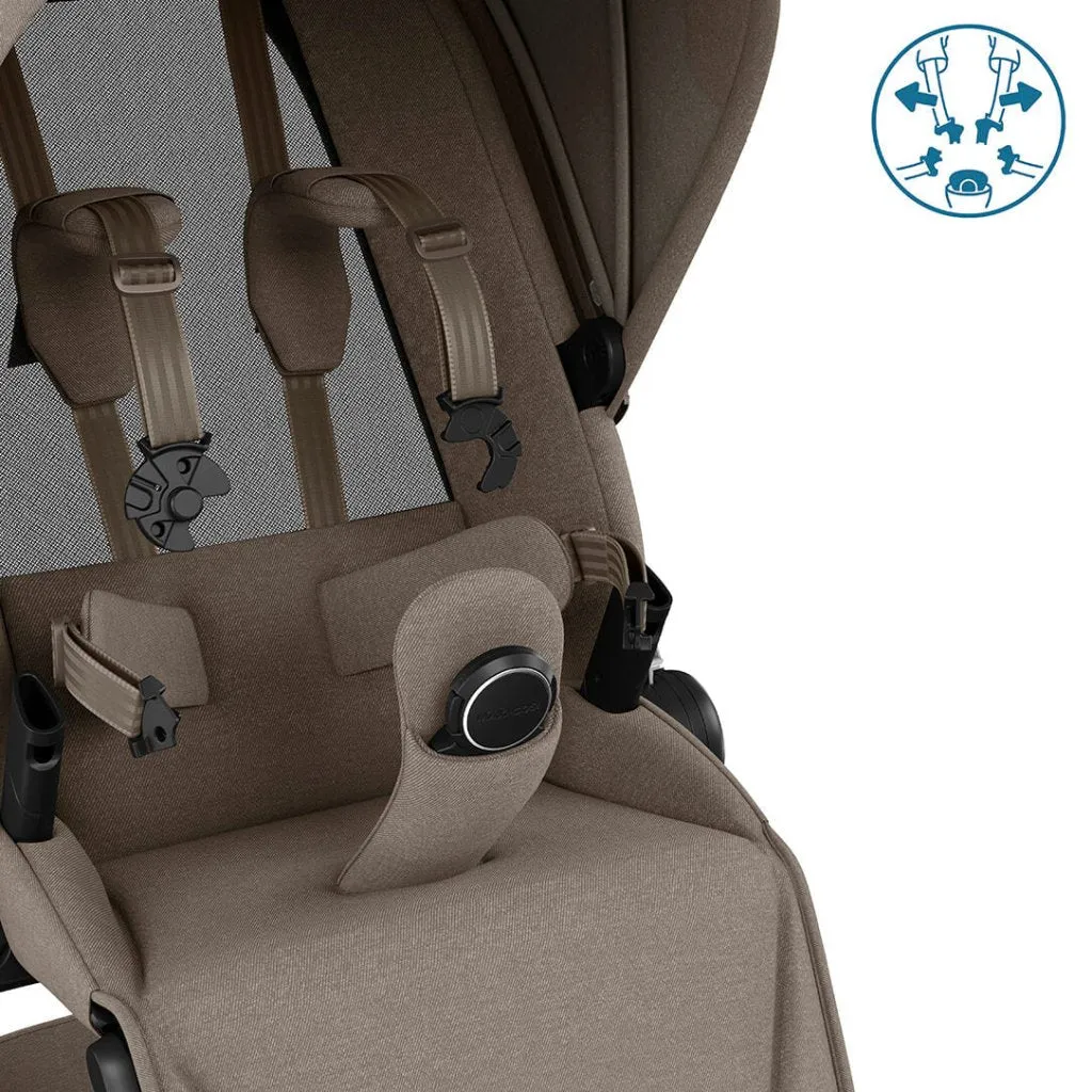 MAXI COSI FAME 9 Piece Travel System with Pebble 360 Pro2 Car Seat and FamilyFix 360 Pro ISOFIX Car Seat Base - Twillic Truffle (Black Wheels)