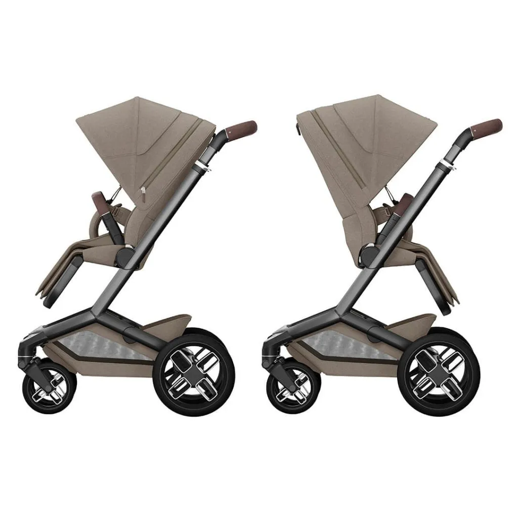 MAXI COSI FAME 9 Piece Travel System with Pebble 360 Pro2 Car Seat and FamilyFix 360 Pro ISOFIX Car Seat Base - Twillic Truffle (Black Wheels)