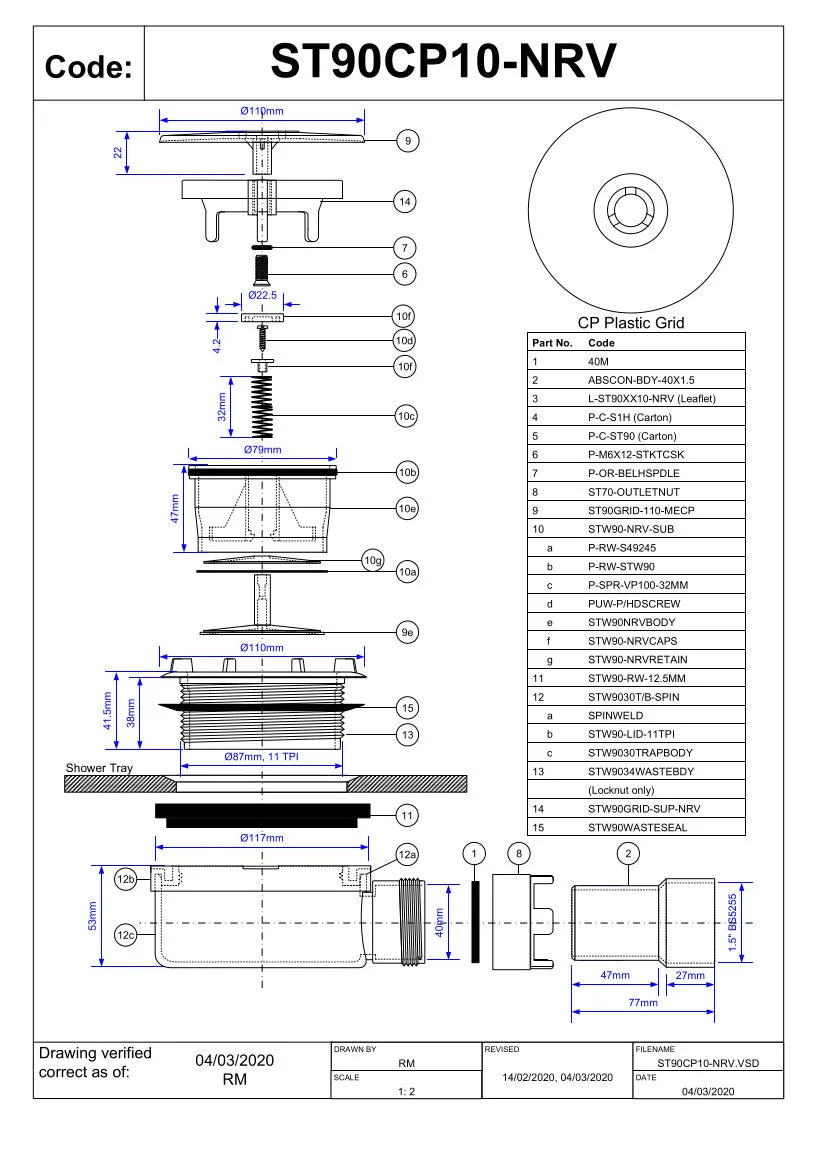McAlpine ST90CP10-NRV 90mm Shower Trap with Non-Return Valve