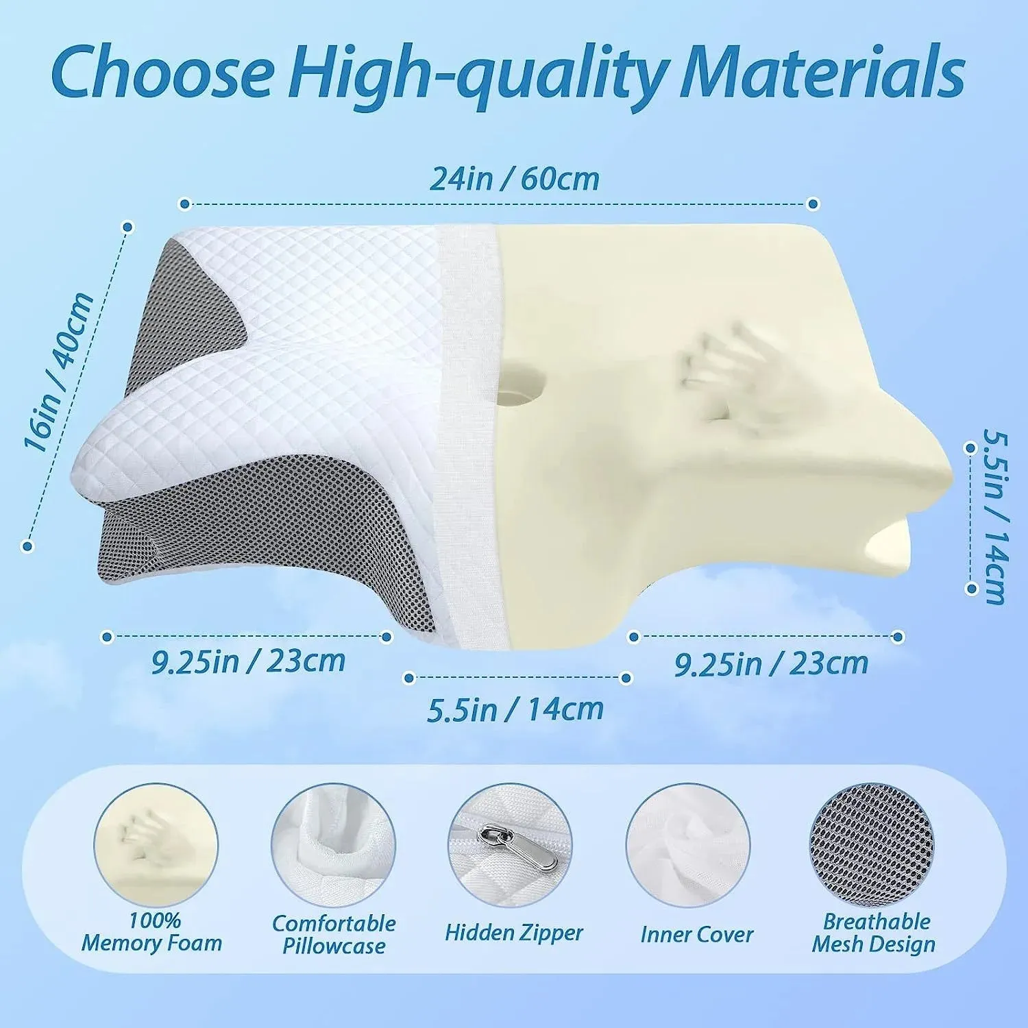 Memory Pillow with Cervical Support