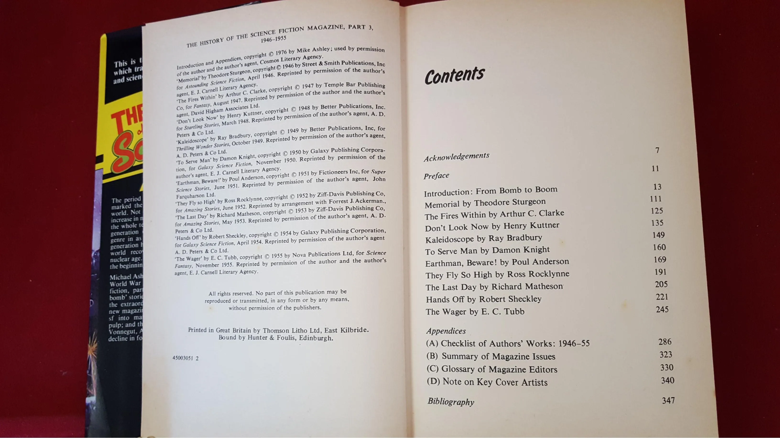 Michael Ashley  Editor - The History of the Science Fiction Magazine Part 3, New English Library, 1976