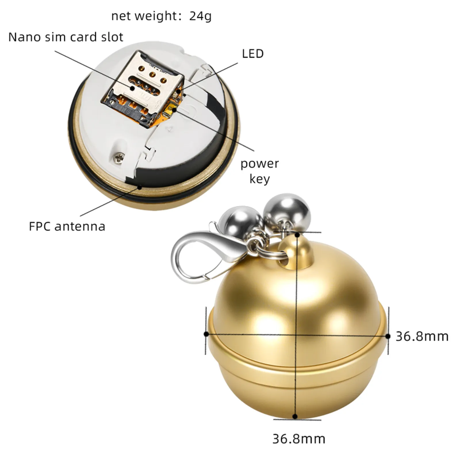 Mini Dome Shaped GPS Tracker for Pet Dog Animal or Personal Baggage Free App & UK Sim