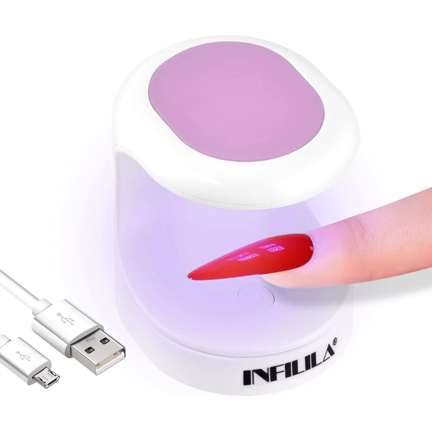 Mini Nail Lamp INFILILA UV Light for Nails Mini 180°Opening Design USB Nail Dryer Portable UV LED Nail Lamp Curing All Gels 16W Quick-Drying UV Nail Lamp for Single Finger