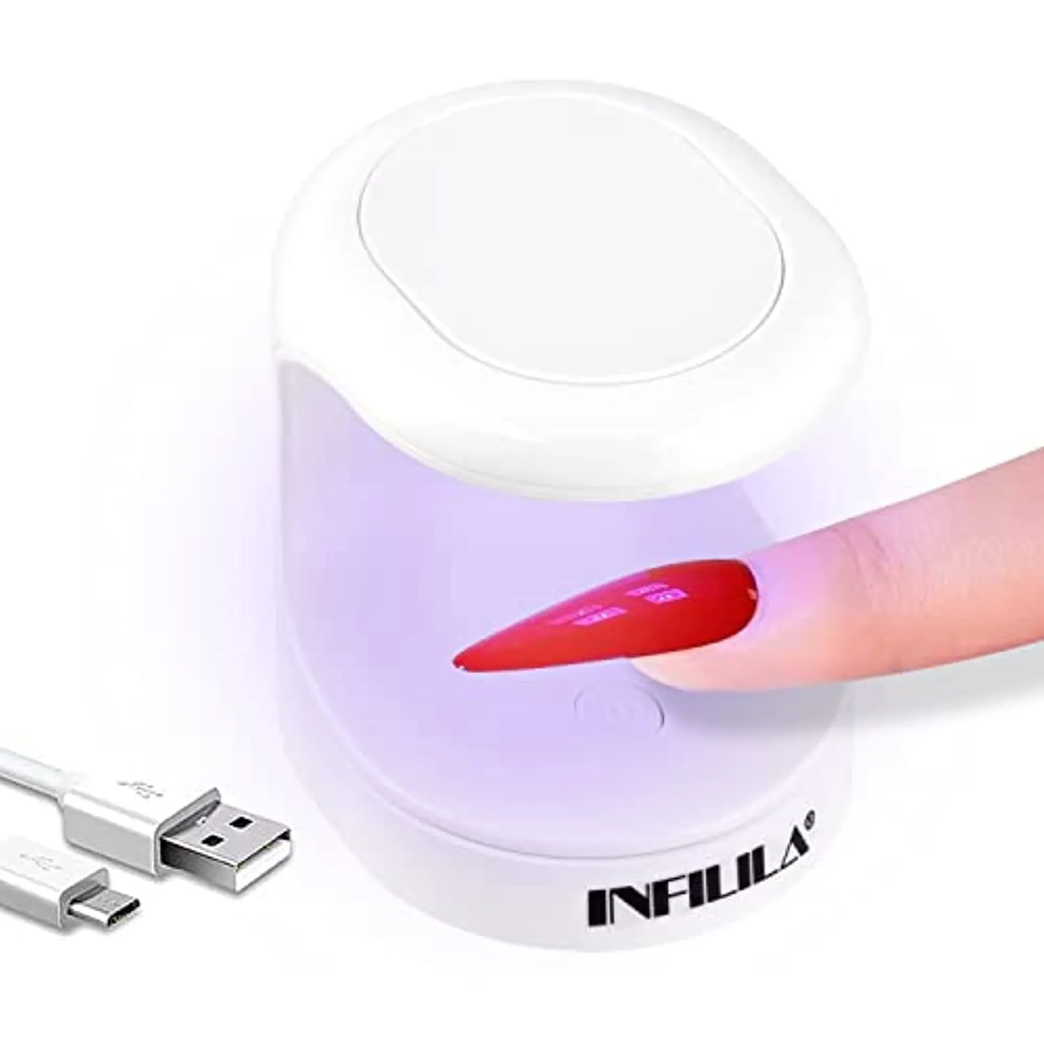 Mini Nail Lamp INFILILA UV Light for Nails Mini 180°Opening Design USB Nail Dryer Portable UV LED Nail Lamp Curing All Gels 16W Quick-Drying UV Nail Lamp for Single Finger