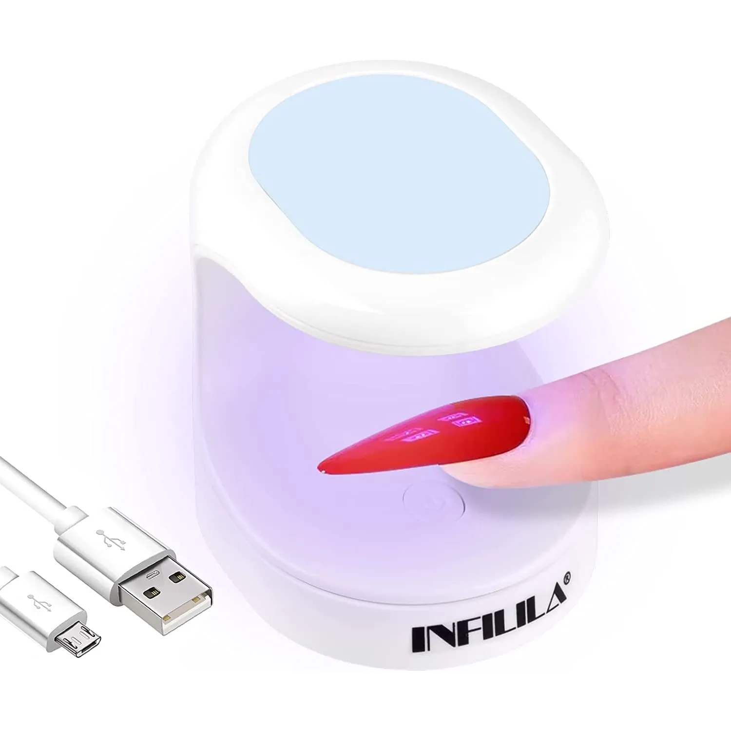 Mini Nail Lamp INFILILA UV Light for Nails Mini 180°Opening Design USB Nail Dryer Portable UV LED Nail Lamp Curing All Gels 16W Quick-Drying UV Nail Lamp for Single Finger