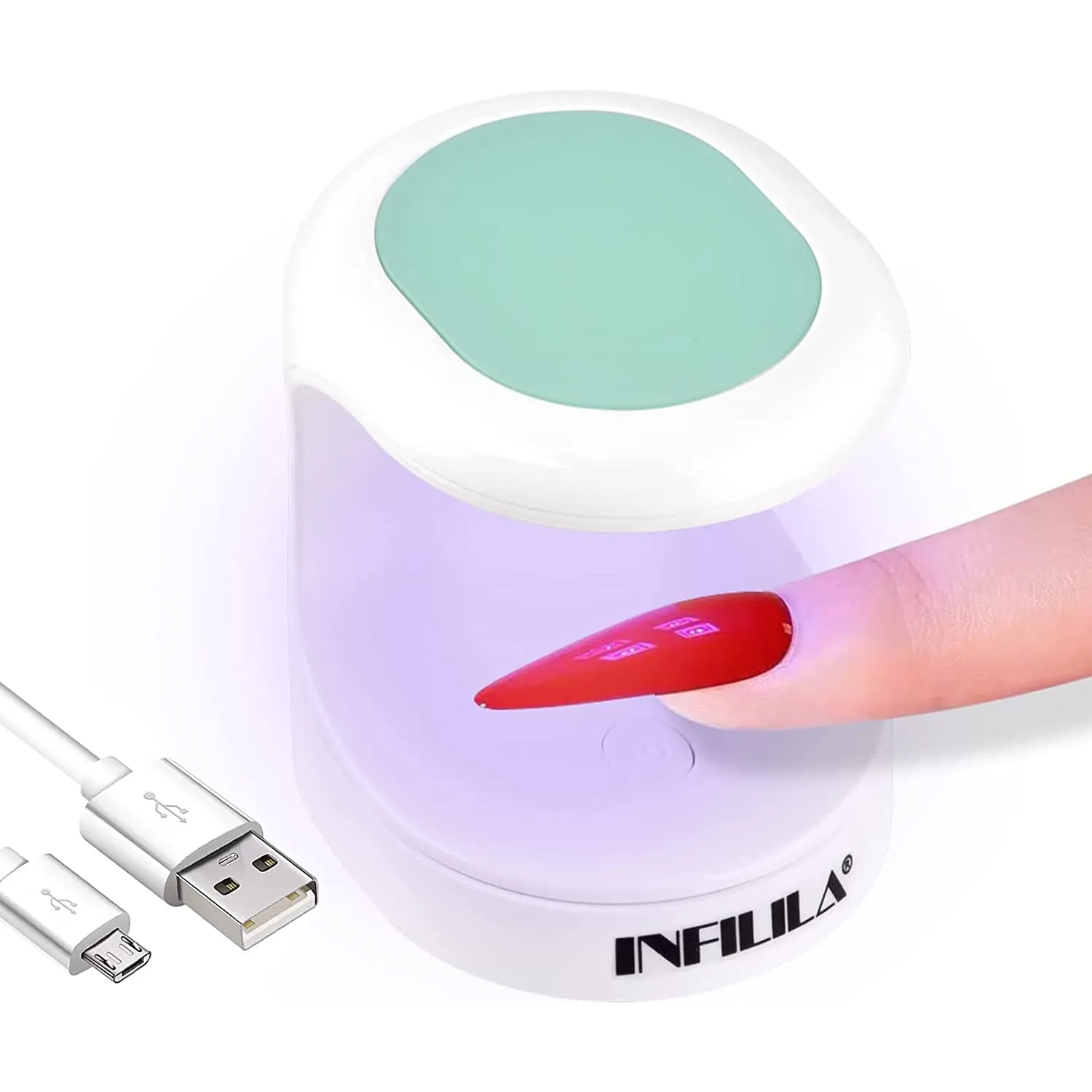 Mini Nail Lamp INFILILA UV Light for Nails Mini 180°Opening Design USB Nail Dryer Portable UV LED Nail Lamp Curing All Gels 16W Quick-Drying UV Nail Lamp for Single Finger