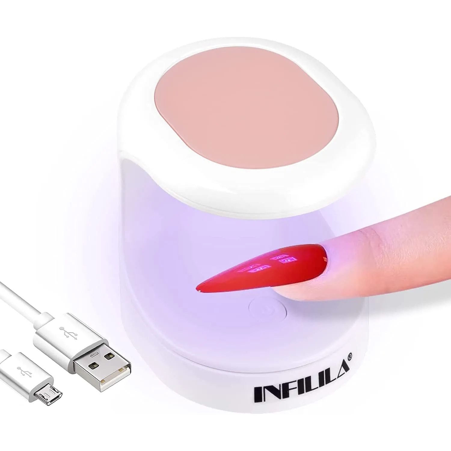 Mini Nail Lamp INFILILA UV Light for Nails Mini 180°Opening Design USB Nail Dryer Portable UV LED Nail Lamp Curing All Gels 16W Quick-Drying UV Nail Lamp for Single Finger
