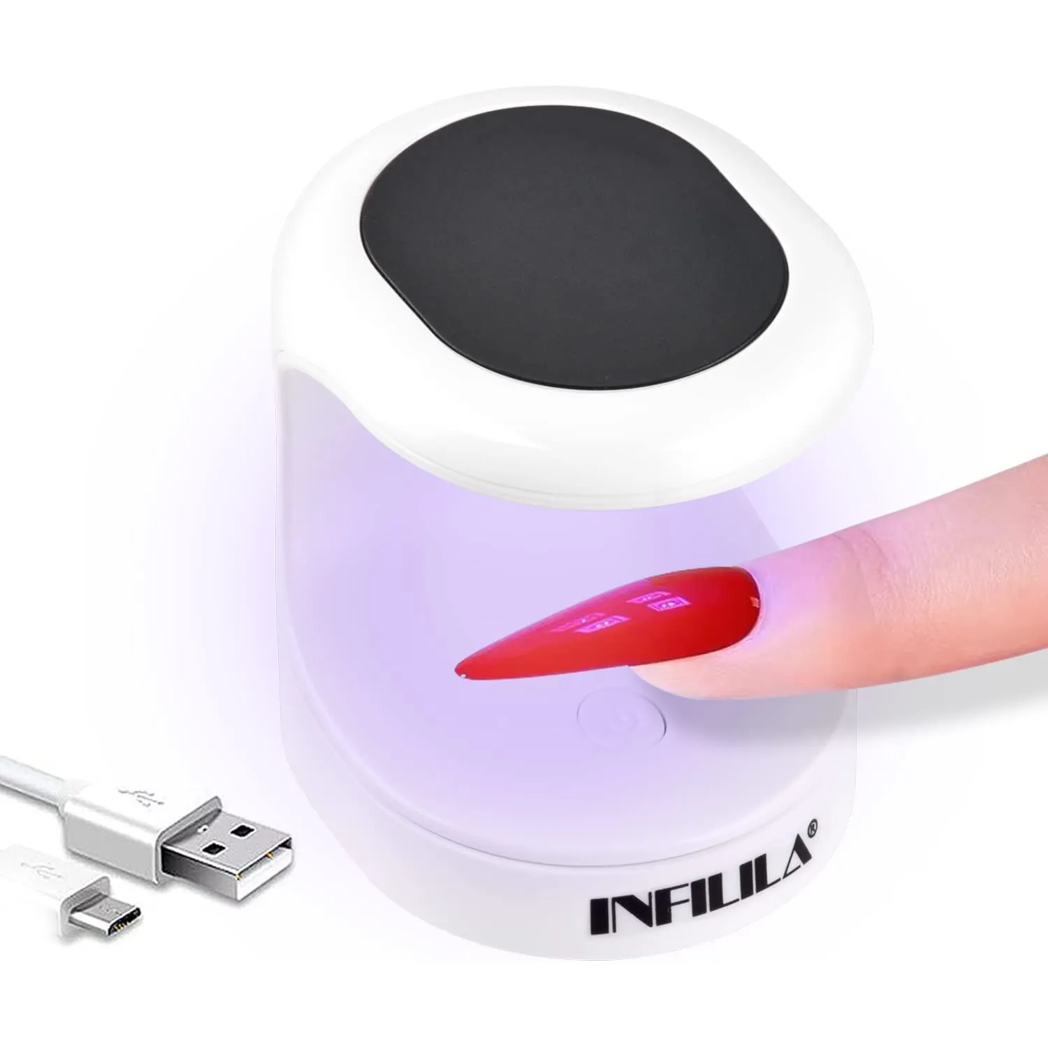 Mini Nail Lamp INFILILA UV Light for Nails Mini 180°Opening Design USB Nail Dryer Portable UV LED Nail Lamp Curing All Gels 16W Quick-Drying UV Nail Lamp for Single Finger