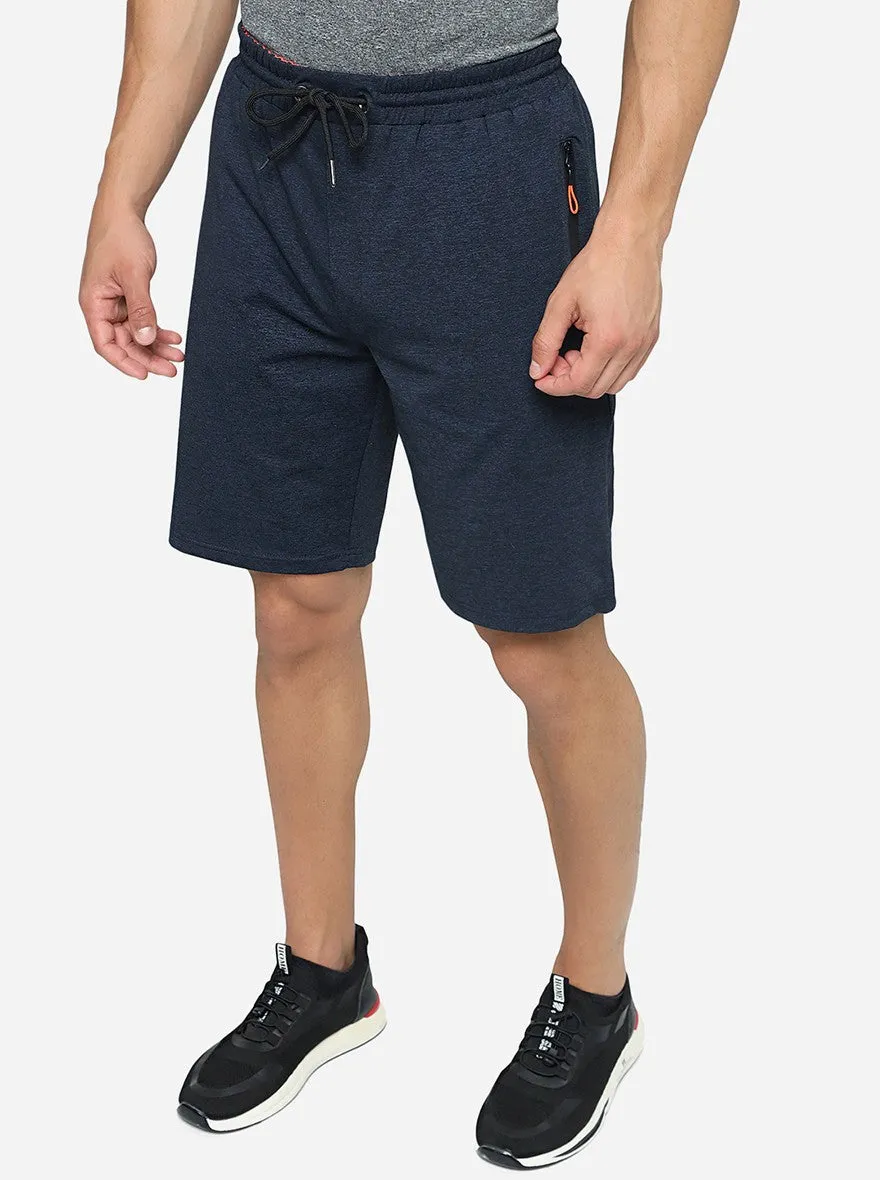 Navy Blue Solid Slim Fit Shorts | Jade Play