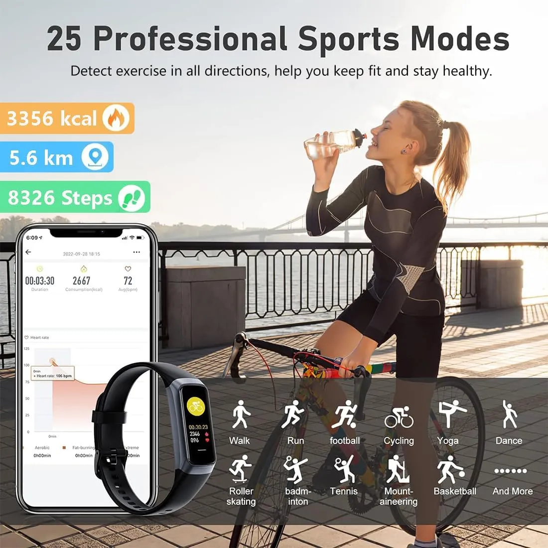 New Fitness Tracker, 10''AMOLED Touch Color Screen Smart Watch with 24/7 Heart Rate, Workout Intensity, Sleep Tracking, Step Counter and More, Pedometer Activity Trackers for Women Men Kids (Black)