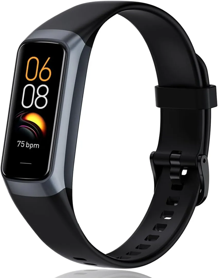 New Fitness Tracker, 10''AMOLED Touch Color Screen Smart Watch with 24/7 Heart Rate, Workout Intensity, Sleep Tracking, Step Counter and More, Pedometer Activity Trackers for Women Men Kids (Black)