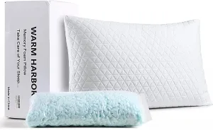 New no box! Comes in plastic packaging! WARM HARBOR Adjustable Pure Cotton Fabric Hotel Quality Shredded Memory Foam Bed Pillow for Side and Back Sleepers   Bamboo Breathable Cooling Cover-King Size(20 x 36 inch)