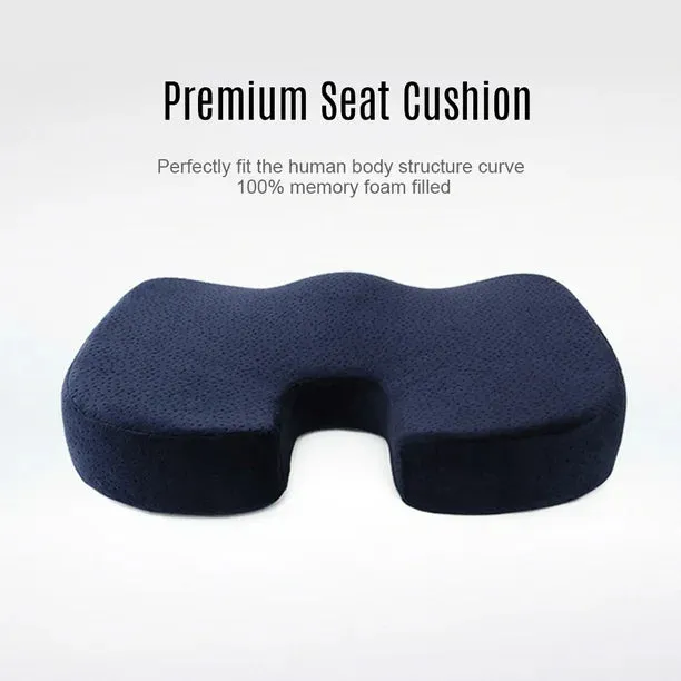 New Yeacher Slow Rebound Seat Cushion Memory Foam Coccyx Pad Tailbone Sciatica Lower Back Pain for Office Desk Chairs Car Seat, Black