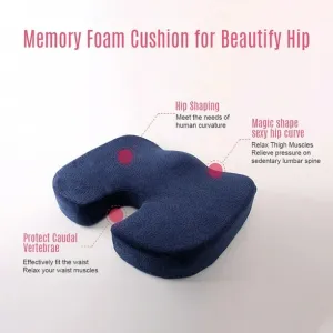 New Yeacher Slow Rebound Seat Cushion Memory Foam Coccyx Pad Tailbone Sciatica Lower Back Pain for Office Desk Chairs Car Seat, Black