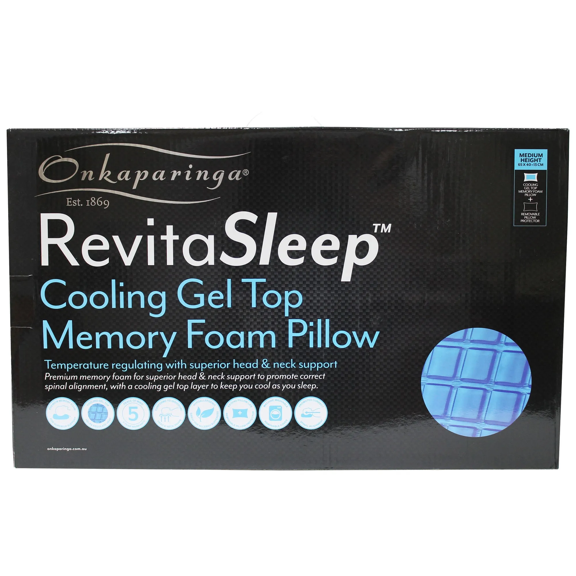 Onkaparinga Revitasleep Cooling Gel Top Memory Foam Pillow