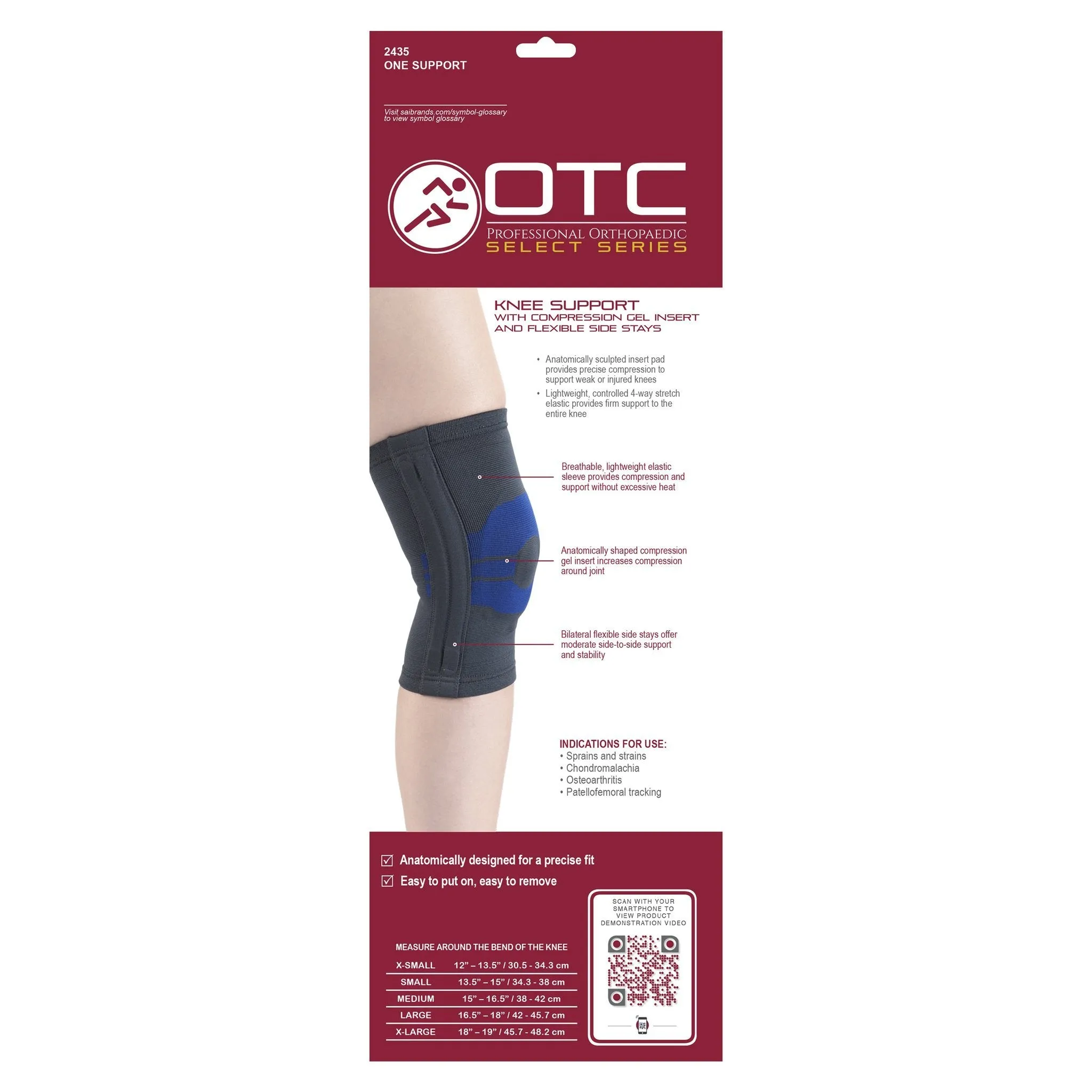 OTC KNEE SUPP W/ GEL INSERT, STAYS -2435