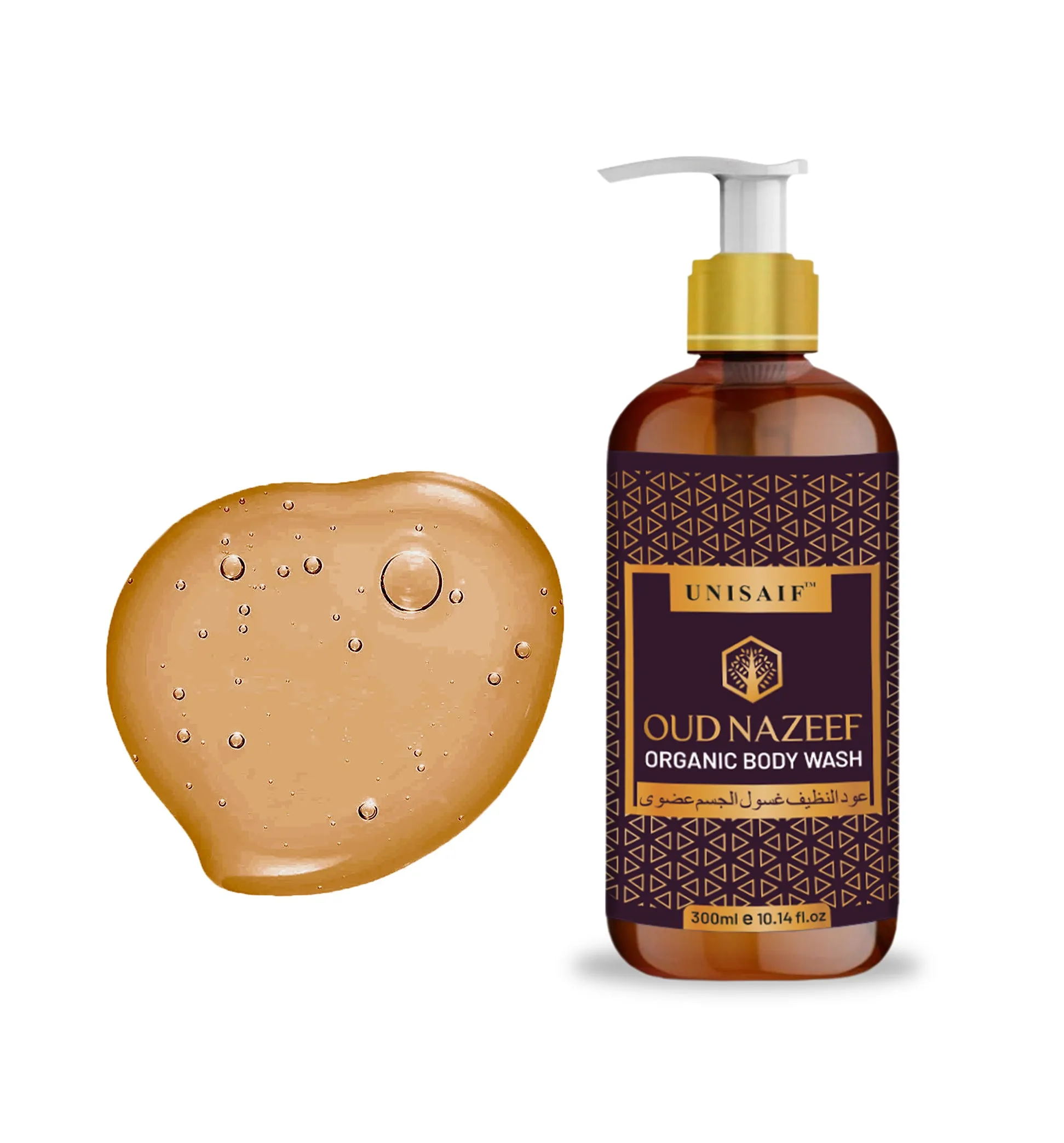 Oud Nazeef Arabian Luxury Organic Body wash (300ml) | Sulphate & Paraben Free| Skin Friendly| Optimum PH| Nourishing
