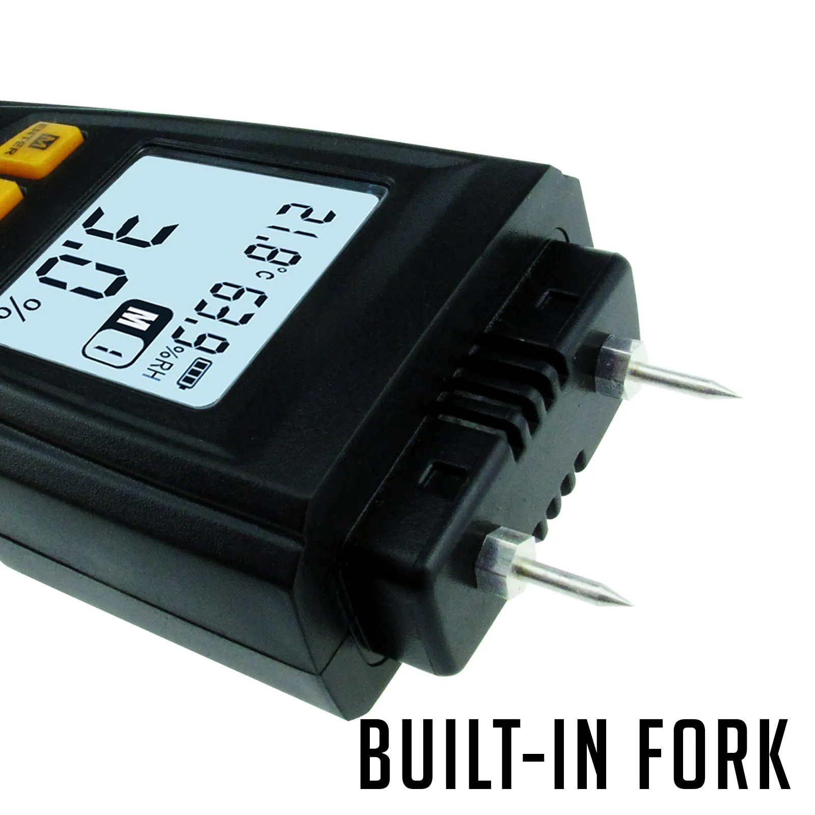 PD_34 Kibeland Instrument Wood Moisture Meter, LCD Display, Built-in Thermometer with Testing Probe, Measuring Range 2~70%, 4 Tree Species