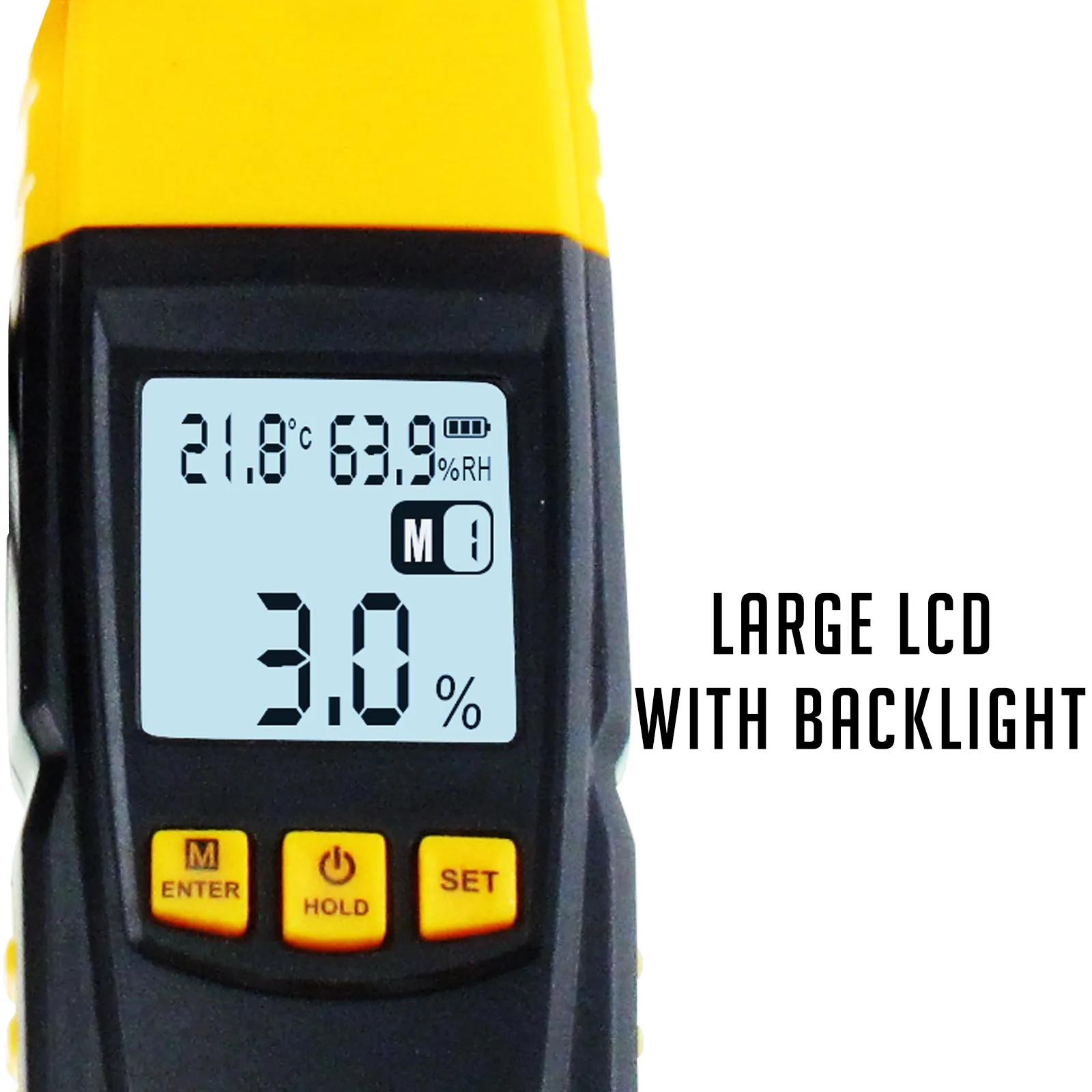 PD_34 Kibeland Instrument Wood Moisture Meter, LCD Display, Built-in Thermometer with Testing Probe, Measuring Range 2~70%, 4 Tree Species