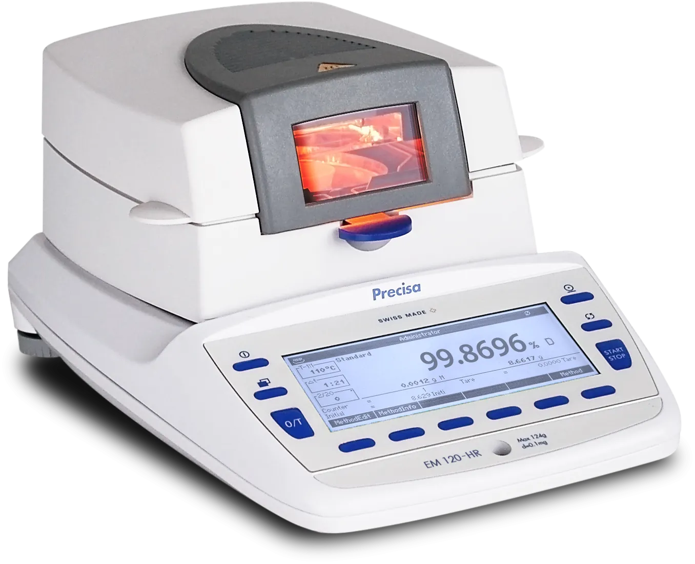 Precisa Executive Pro EM 120-HR Moisture Analyzer, 124 g Capacity, 0.0001 g Readability