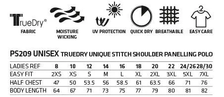 PS209 UNISEX SHORT SLEEVE TRUEDRYå¨ POLO