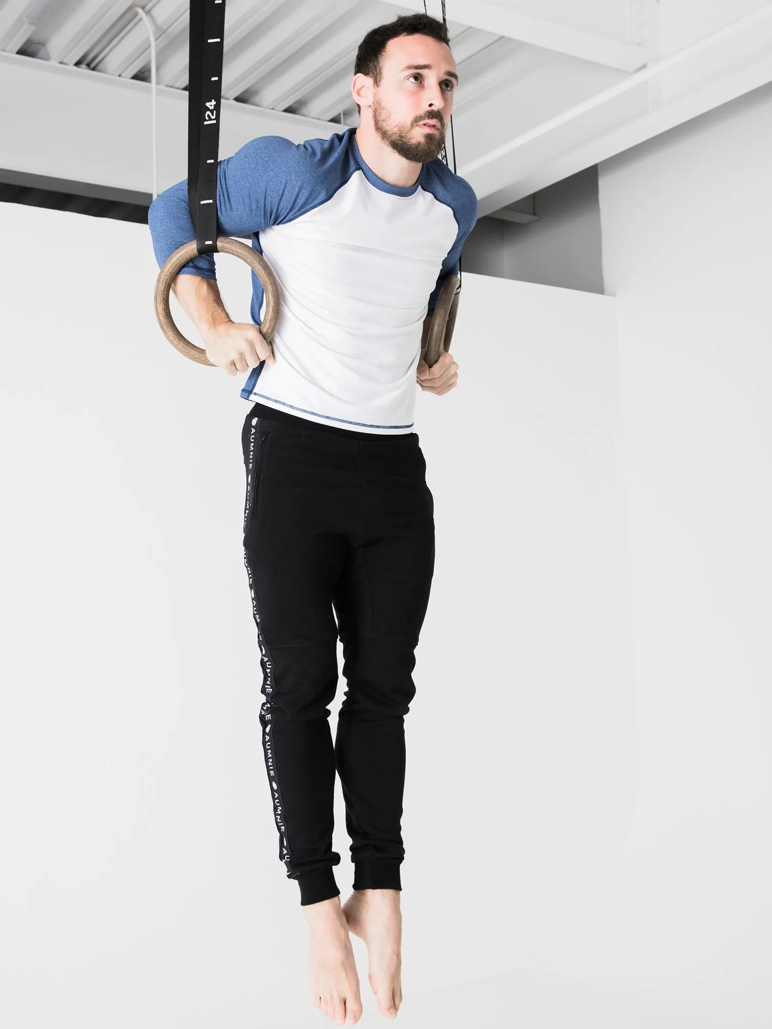 RAGLAN TEE, HEATHER BLUE, WHITE