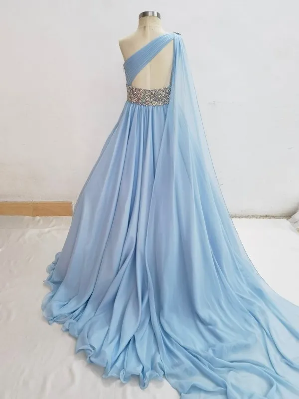 Sky Blue Junior Miss Prom Pageant Couture With Cape