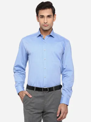 Sky Blue Solid Regular Fit Formal Shirt | JadeBlue