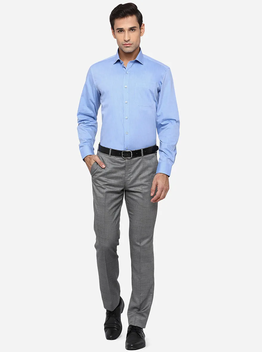 Sky Blue Solid Regular Fit Formal Shirt | JadeBlue