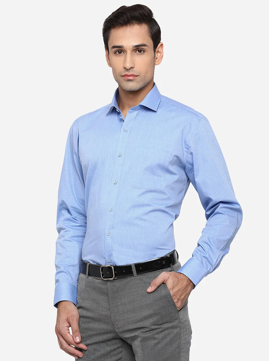 Sky Blue Solid Regular Fit Formal Shirt | JadeBlue