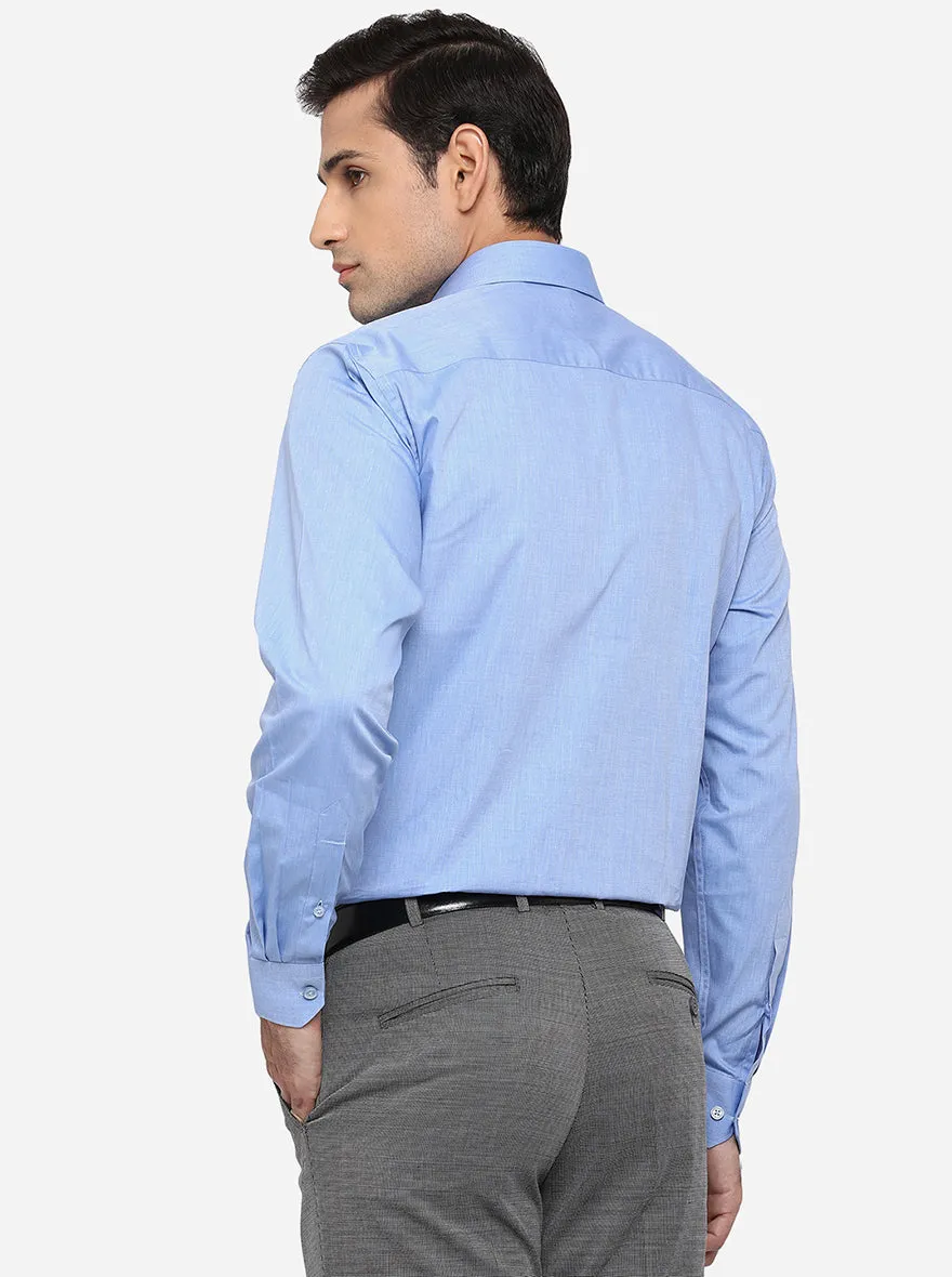 Sky Blue Solid Regular Fit Formal Shirt | JadeBlue