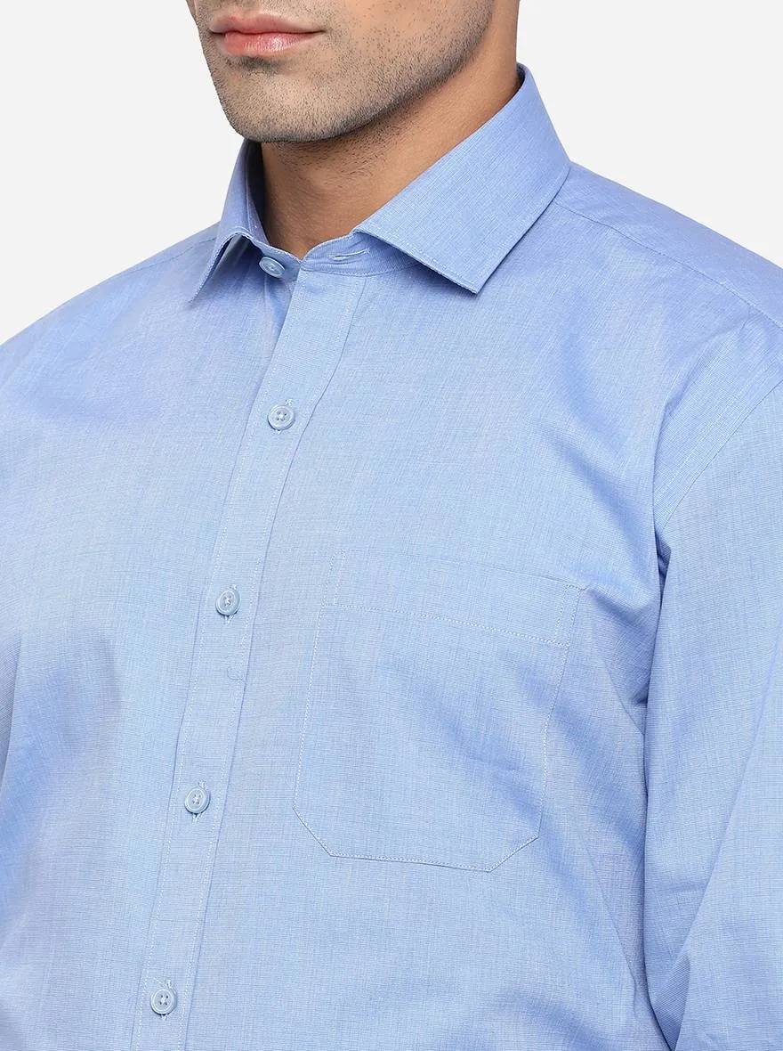 Sky Blue Solid Regular Fit Formal Shirt | JadeBlue