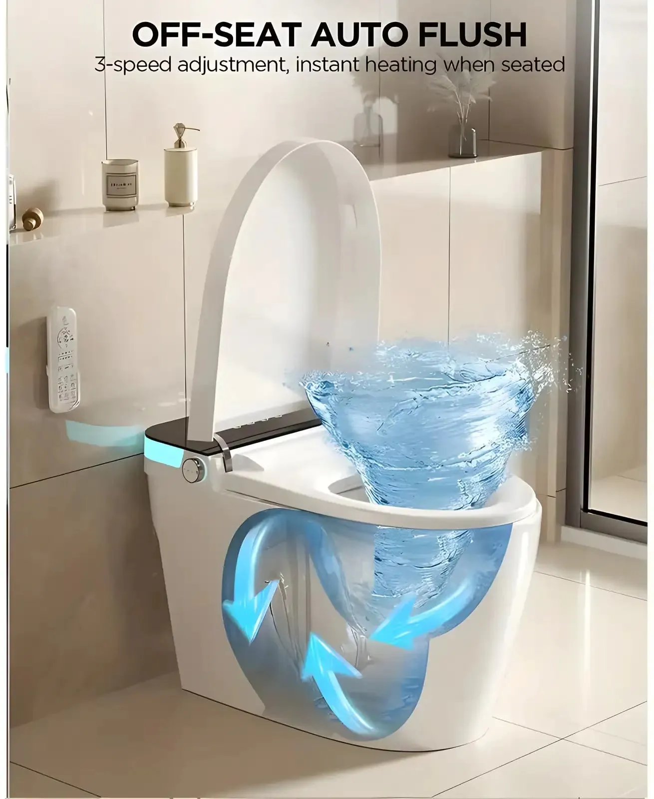 Smart Bidet Toilet For Bathrooms One Piece Toilet With Heated Bidet Seat,Foot Auto Sensor, Dual Flush, Tankless