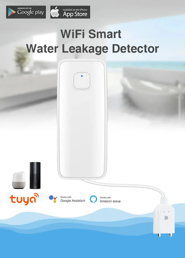 Smart WiFi Water Leak / Overflow Level Remote Detector & Sound Alarm System