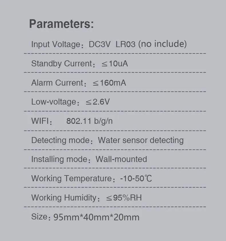 Smart WiFi Water Leak / Overflow Level Remote Detector & Sound Alarm System