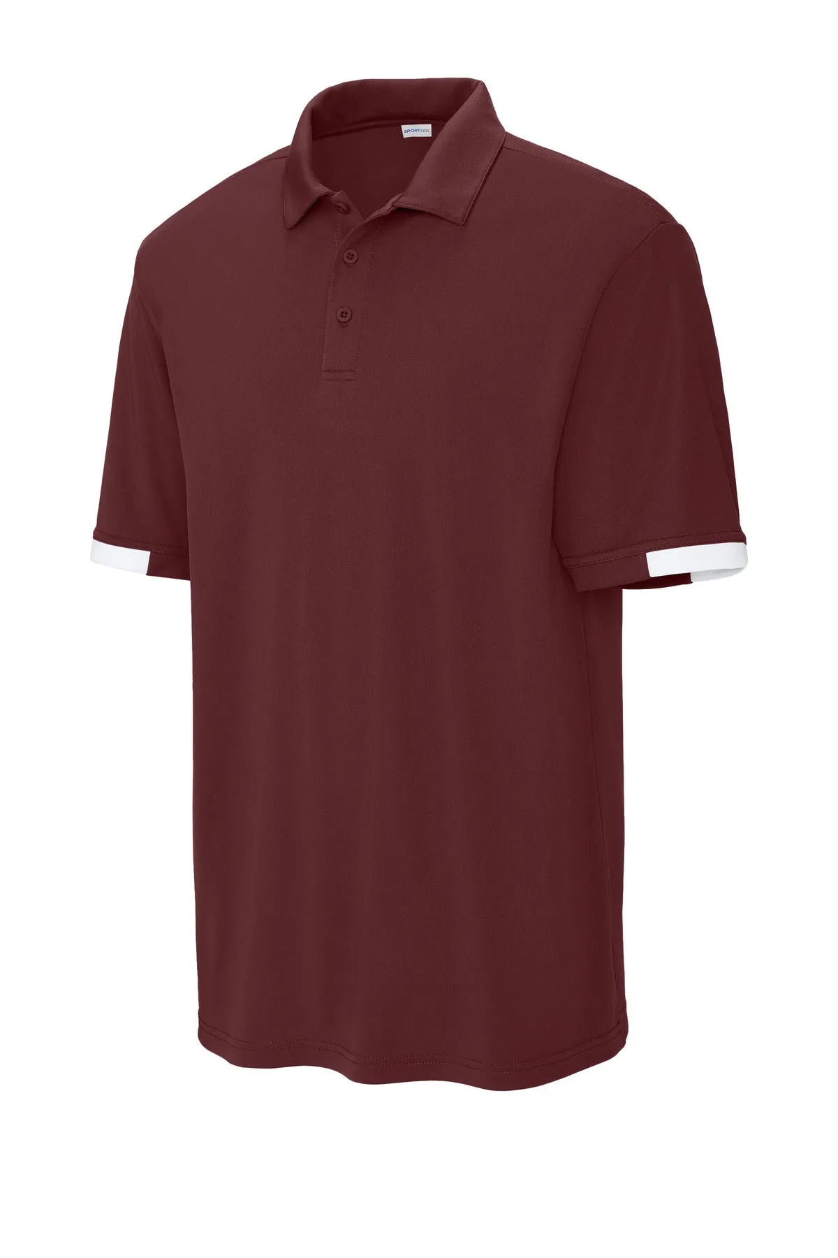 Sport-Tek Club Colorblock Polo ST444 Maroon/ White