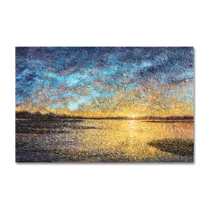 Stafford Bay At Sunset 22X34 Oil On Aluminum Leaf